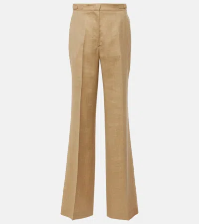 Gabriela Hearst Wool, Silk And Linen Wide-leg Pants In Beige