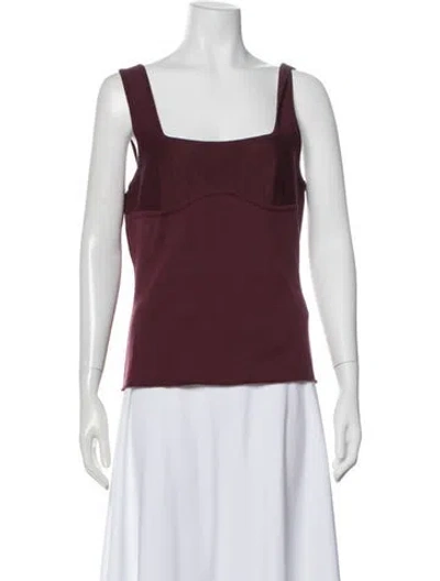 Pre-owned Gabriela Hearst Wool Square Neckline Top In Burgundy