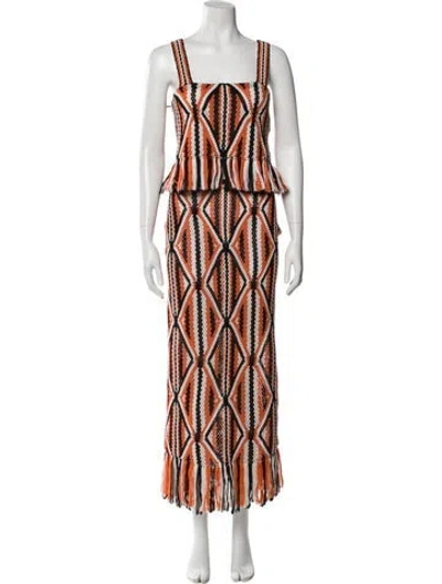 Pre-owned Gabriela Hearst Wool Striped Skirt Set W/ Tags In Orange