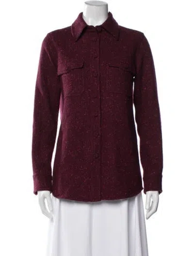 Pre-owned Gabriela Hearst Wool Tweed Pattern Jacket In Burgundy