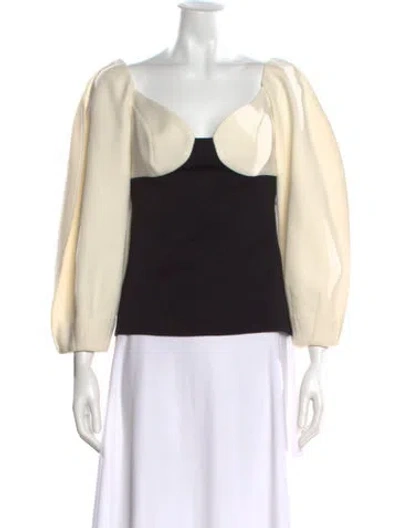 Pre-owned Gabriela Hearst Wool V-neck Blouse W/ Tags In Neutral
