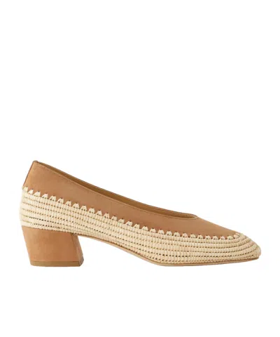 Gabriela Hearst Strength 40 Suede-trimmed Raffia Pumps In Brown