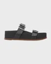 Gabriela Hearst Wren Leather Dual-buckle Slide Sandals In Black