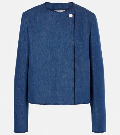 Gabriela Hearst Wyn Cotton And Linen Jacket In Blue