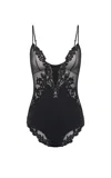 Gabriela Hearst Wynona Bodysuit In Black Recycled Nylon Lace In Black