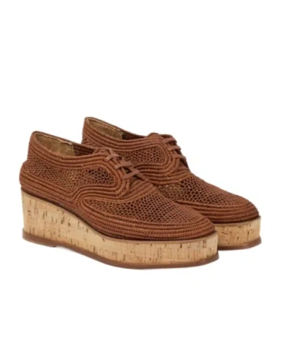 Gabriela Hearst X Clergerie Harold Woven Raffia Platform Derby Shoes In Brown