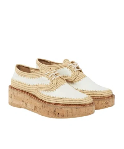 Gabriela Hearst X Clergerie Louis Raffia-trimmed Platform Derby Shoes In Nude