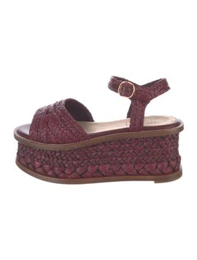 Pre-owned Gabriela Hearst X Clergerie Raffia Espadrilles In Burgundy