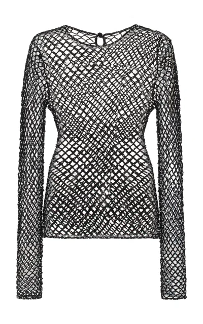 GABRIELA HEARST YAHAV KNIT TOP IN BLACK BEADED CASHMERE