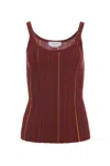 Gabriela Hearst Yara Pinstripe Knit Tank Top In Burnt Sienna Merino Wool In Red