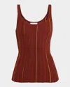 Gabriela Hearst Yara Pinstripe Knit Tank Top In Burnt Sienna Merino Wool In Brown