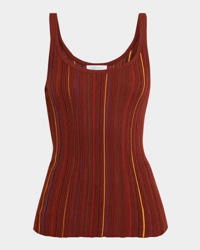Gabriela Hearst Yara Striped Plisse Knit Tank Top