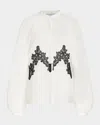 Gabriela Hearst Yately Lace-trimmed Silk-chiffon Blouse In Ivoryblack