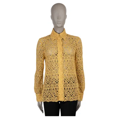 Pre-owned Gabriela Hearst Yellow Cashmere 2025 Cassia Lace Shirt 38 S