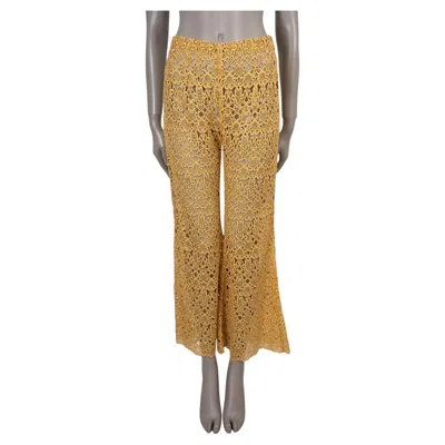Pre-owned Gabriela Hearst Yellow Silk & Cotton 2025 Phoenix Lace Pants 38 S