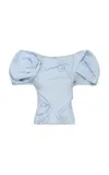 Gabriela Hearst Zahir Gathered Linen Top In Blue