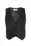 Gabriela Hearst Zeta Vest In Grey Pinstripe Wool In Grey
