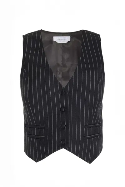 Gabriela Hearst Zeta Vest In Grey Pinstripe Wool