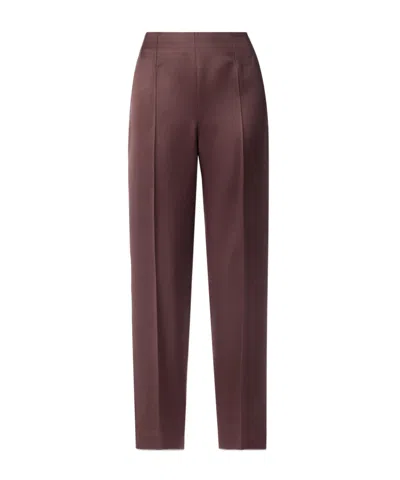 Gabriela Hearst Masto Organic Wool And Silk-blend Satin Tapered Pants In Burgundy