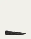 Gabriela Hearst Ziva Leather And Embroidered Tulle Point-toe Flats In Black