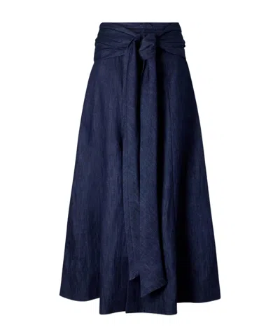 Gabriela Hearst Zivan Cotton And Linen-blend Maxi Skirt In Blue