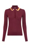 Gabriela Hearst Zorya Cashmere-silk Polo Top In Merlot Multi
