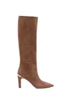 Gabriela Herast Aura High Heel Stiletto Tall Boot In Dark Sand Suede In Sand