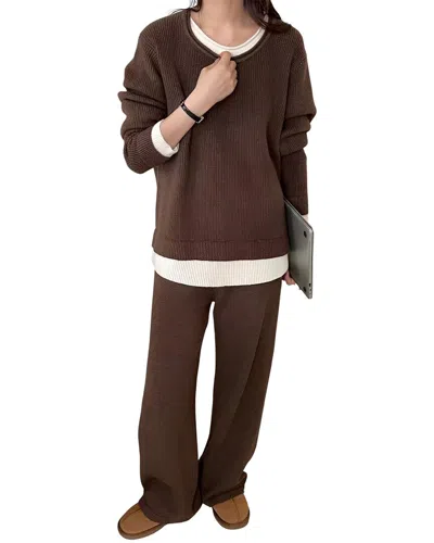 Gabriela Rich 2pc Sweater & Pant Set In Brown