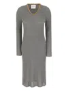 Gabriele Colangelo Ribbed Bead-embellished Midi Dress In Gray