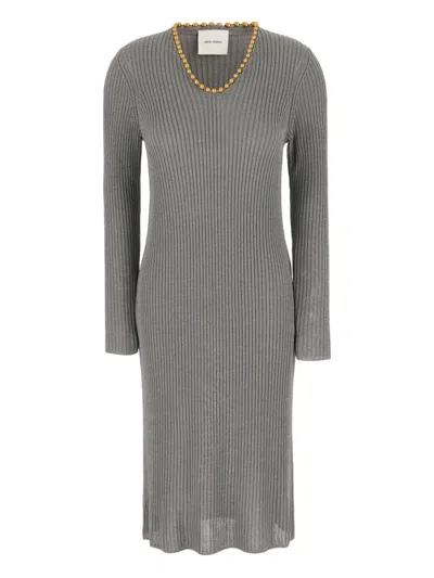 Gabriele Colangelo Ribbed Bead-embellished Midi Dress