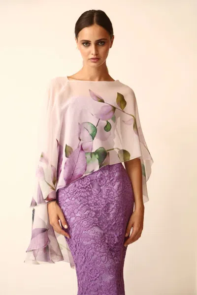 Gabriele Fiorucci Bucciarelli Chiffon Poncho And Lace Dress In Multi