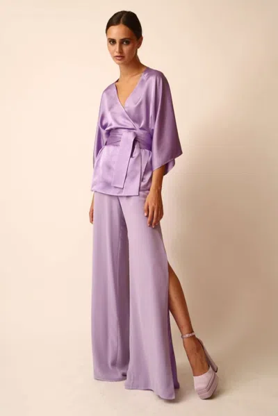 Gabriele Fiorucci Bucciarelli Satin Blouse & Chiffon Trousers In Multi
