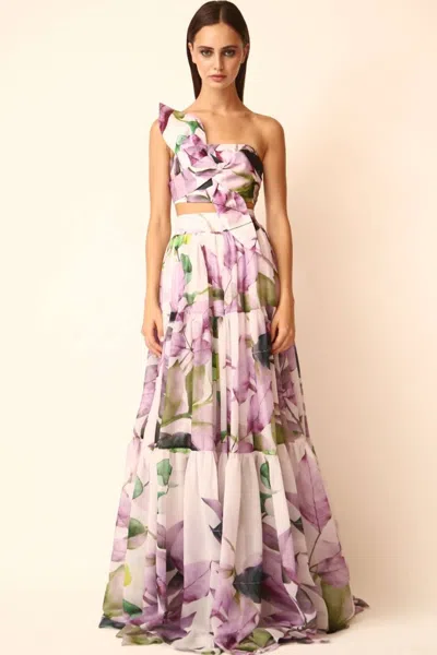 Gabriele Fiorucci Bucciarelli Strapless Top With Chiffon Skirt In Multi