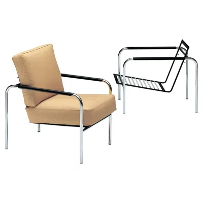 Pre-owned Gabriele Mucchi Zanotta Susanna Armchair In Leather 0313 & Chromium Plated Frame In Sand
