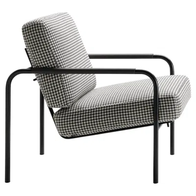 Pre-owned Gabriele Mucchi Zanotta Susanna Pied De Poule 64804 Fabric Armchair With Black Steel Frame