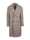 Gabriele Pasini Beige/brown Double-breasted Houndstooth Wool Coat In Grey