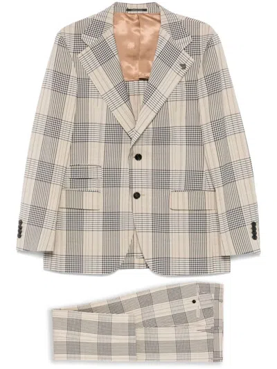 GABRIELE PASINI CHECKERED SUIT IN SAND BEIGE