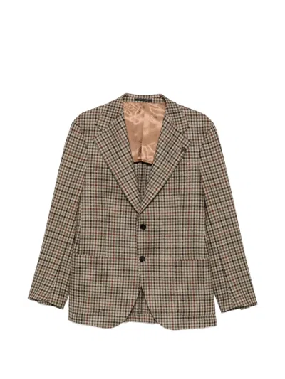 GABRIELE PASINI CHECK-PATTERN PEAK-LAPELS BLAZER
