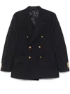 Gabriele Pasini Navy Blue Double-breasted Blazer With Flap Pockets In Black