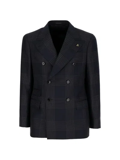 Gabriele Pasini Double-breasted Checked Blazer In Blue