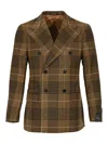 Gabriele Pasini Double-breasted Prince Of Wales Wool Jacket In Brown