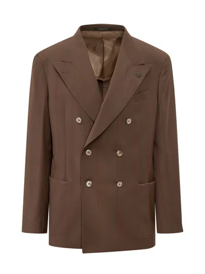 Gabriele Pasini Double-breasted Blazer With Rever In Brown