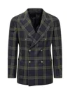 Gabriele Pasini Men's Tartan Double-breasted Jacket In Blue