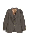 Gabriele Pasini Herringbone Button Blazer In Brown