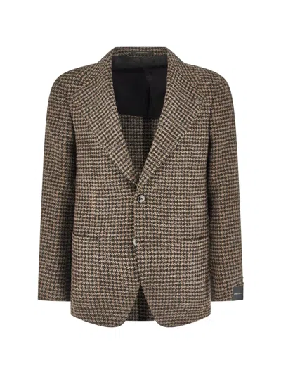 Gabriele Pasini Houndstooth-pattern Single-breasted Blazer In Brown