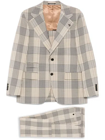 Gabriele Pasini Light Brown Checkered Suit