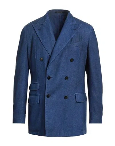 Gabriele Pasini Man Blazer Blue Size 38 Wool, Polyester, Cashmere