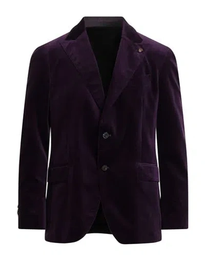Gabriele Pasini Man Blazer Dark Purple Size 42 Cotton