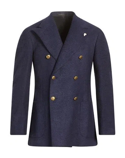 Gabriele Pasini Man Blazer Navy Size 36 Viscose, Virgin Wool, Polyester, Nylon In Blue