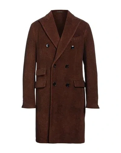 Gabriele Pasini Man Coat Brown Size 38 Alpaca Wool, Virgin Wool